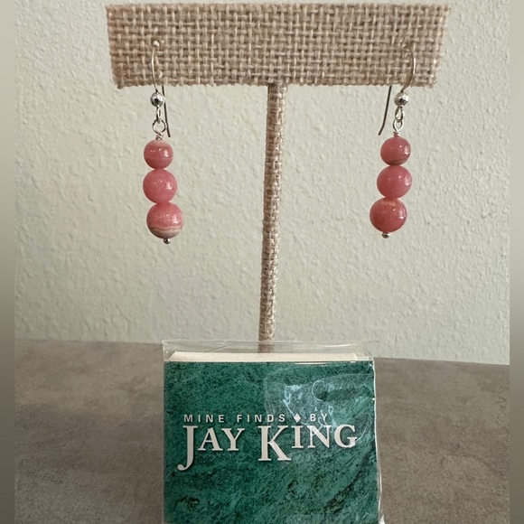 Jay King Jewelry - Rhodochrosite 3 bead drop earrings (pierced) by Jay King